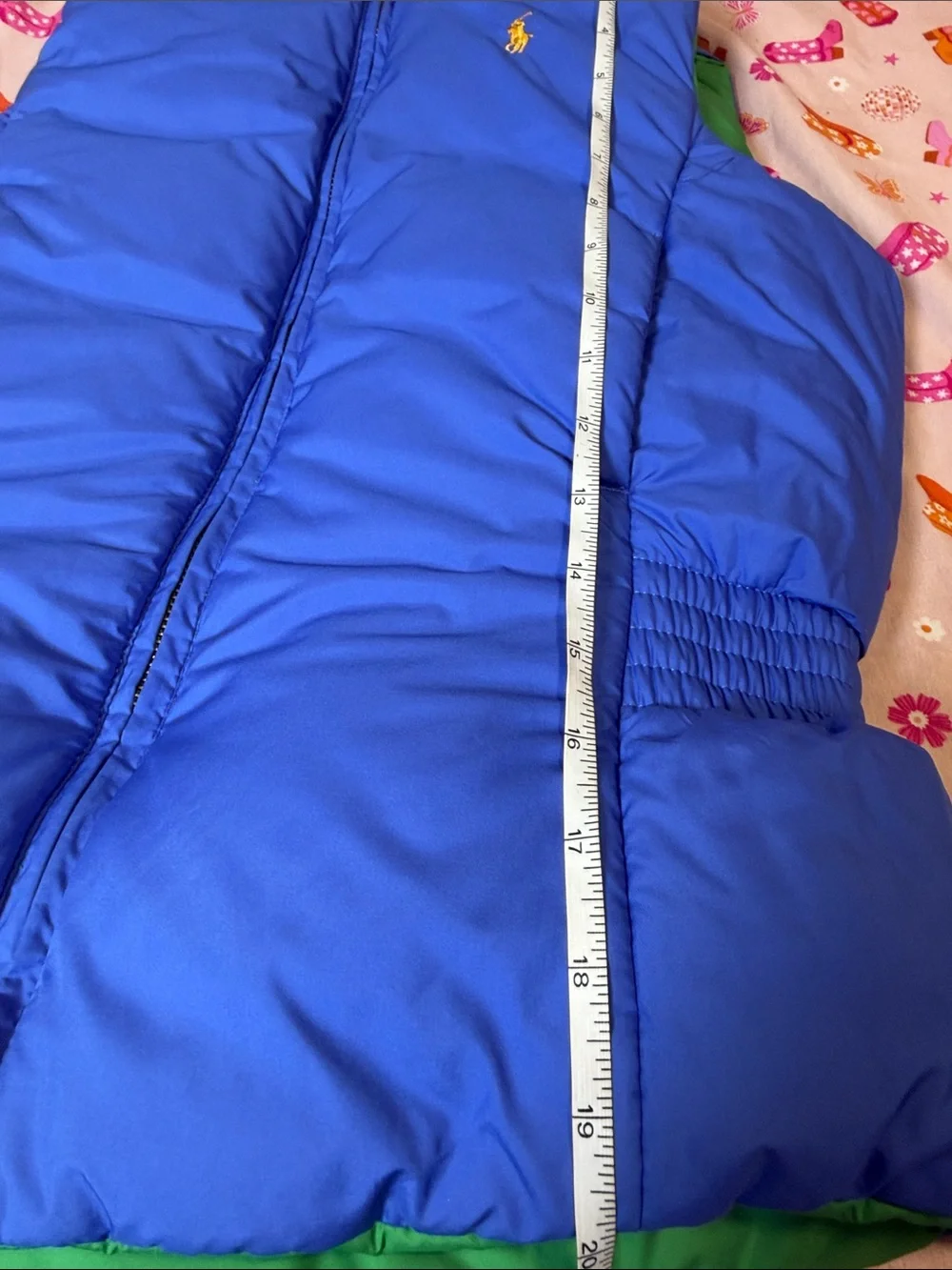 Ralph Lauren Green Quilted Puffer Vest with Pink Pony